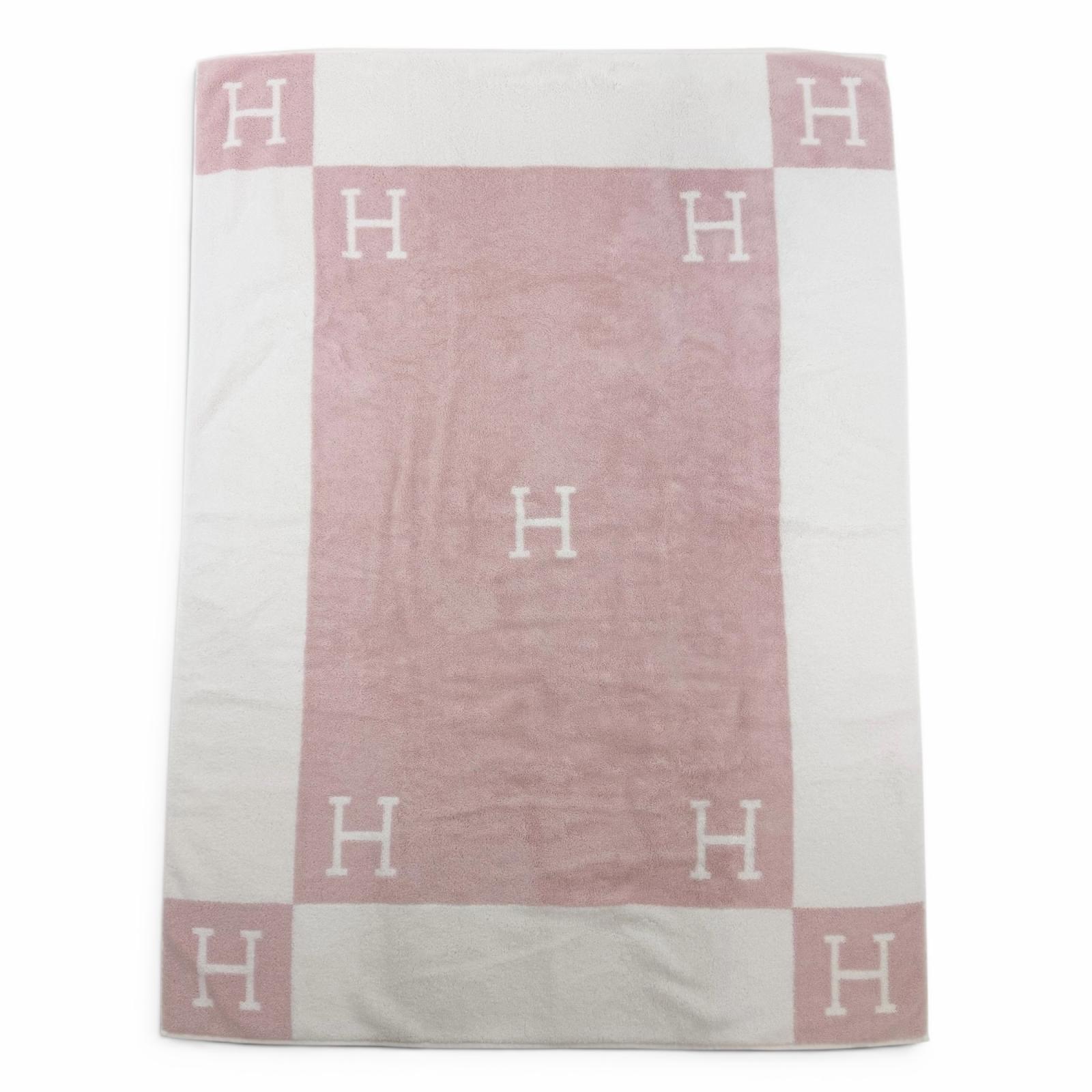 Excellent HERMES towel Avalon H pattern, around 120 x 34.6 bath towel cotton Used