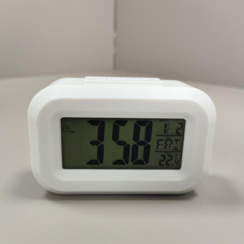 Светящийся мини-будильник для детей и студентов - Многофункциональный прикроватный и общежитийный будильник с функцией повтора Without batteries белый
