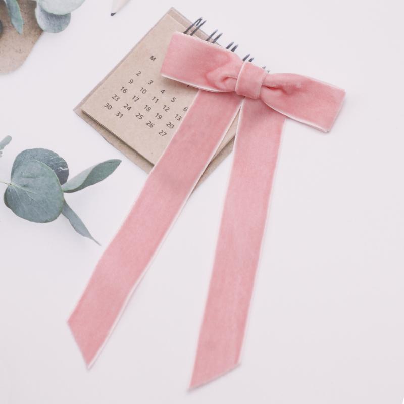 Lystrfac Vintage Schwarzes Samt Schleife Haarspangen für Frauen Langes Band Haarnadel Einfache Top-Klammer Damen Haarklammern Haaraccessoires