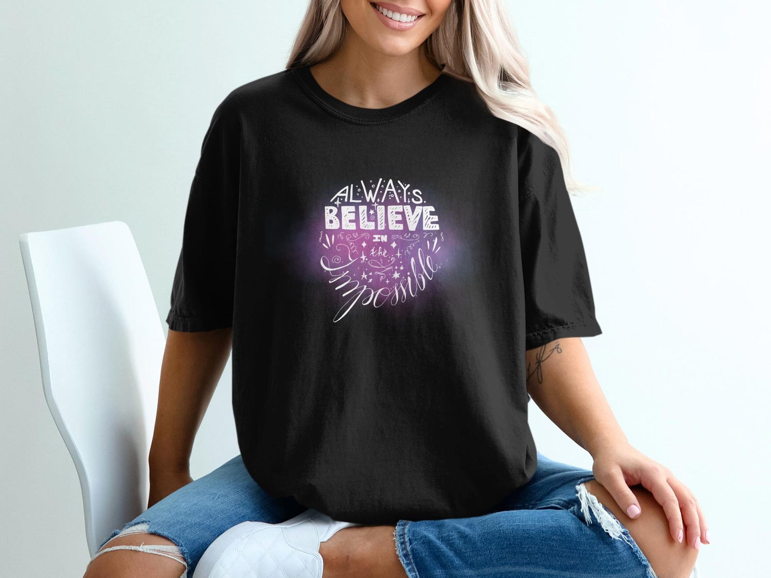 Inspirational Pastel Dreamer T-Shirt | Always Believe Impossible Tee S