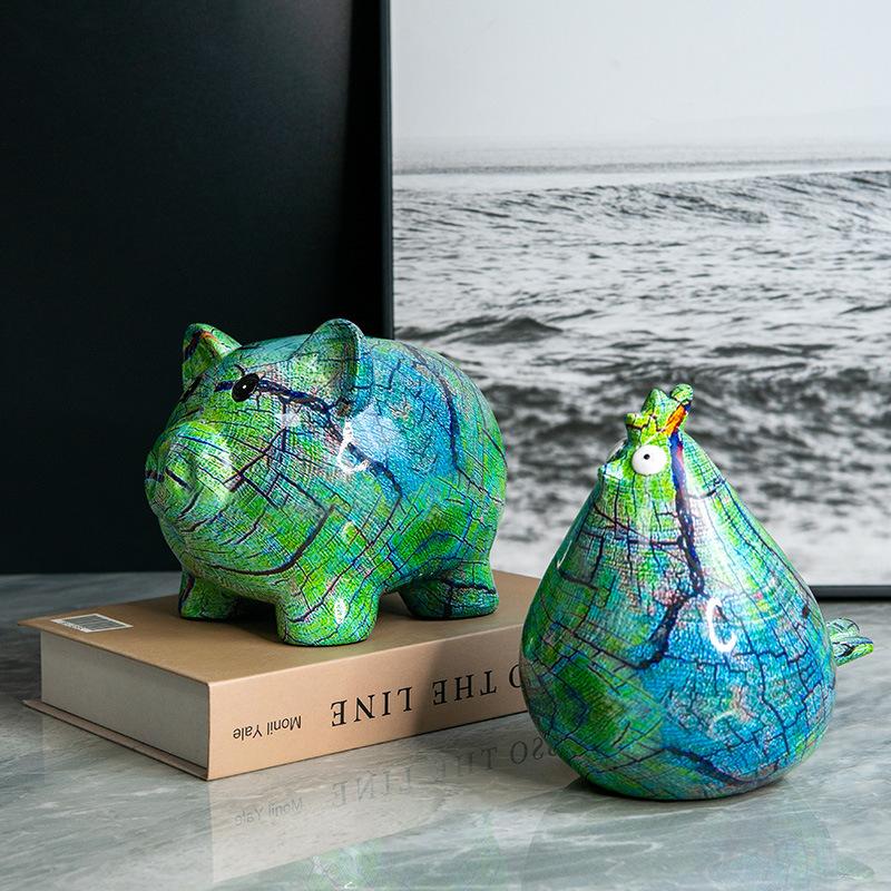 Modern Nice Sleek Unique Piggy Piggy Bank Decoration Crafts Abstract Art Home Tabletop Decoration Resin Ornaments Durable