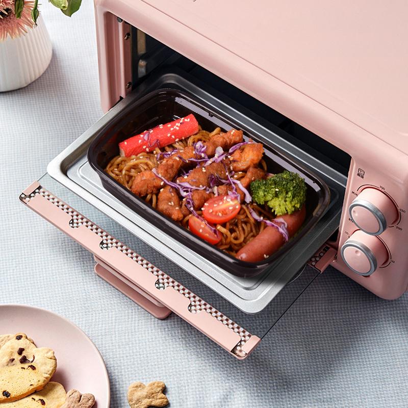 10Pcs Black Plastic Disposable Food Containers With Lids - Ideal For Salads, Sandwiches, And Kitchen Fridge Storage