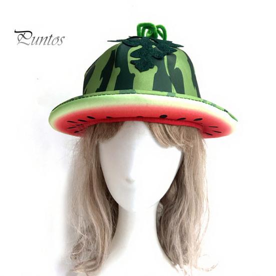 Kreativ Vattenmelonmönstrad Hatt Festmössa, Bredbrättad Solskyddshatt för Kostymfester, Bekväm Utomhushatt Lättviktig Elastisk Unisex Huvudbonad