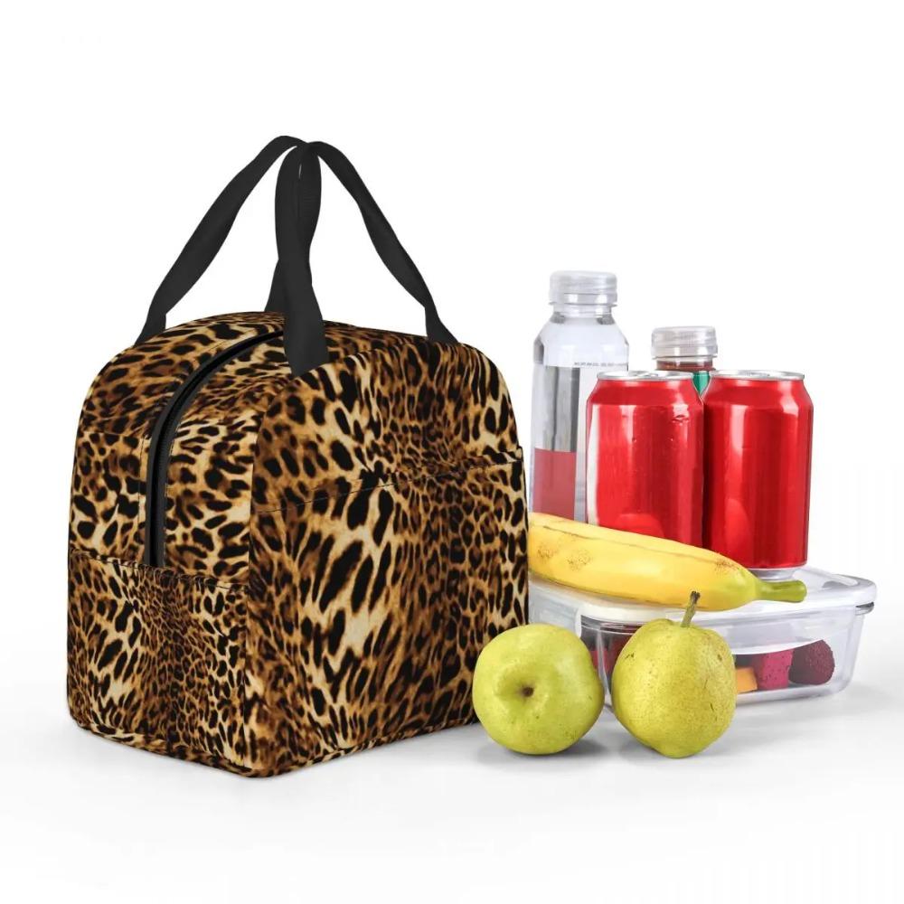 Leopard Skin Insulated Lunch Bag for Kids School Cooler Thermal Food Box Tote Leakproof Lunch Boxes Container