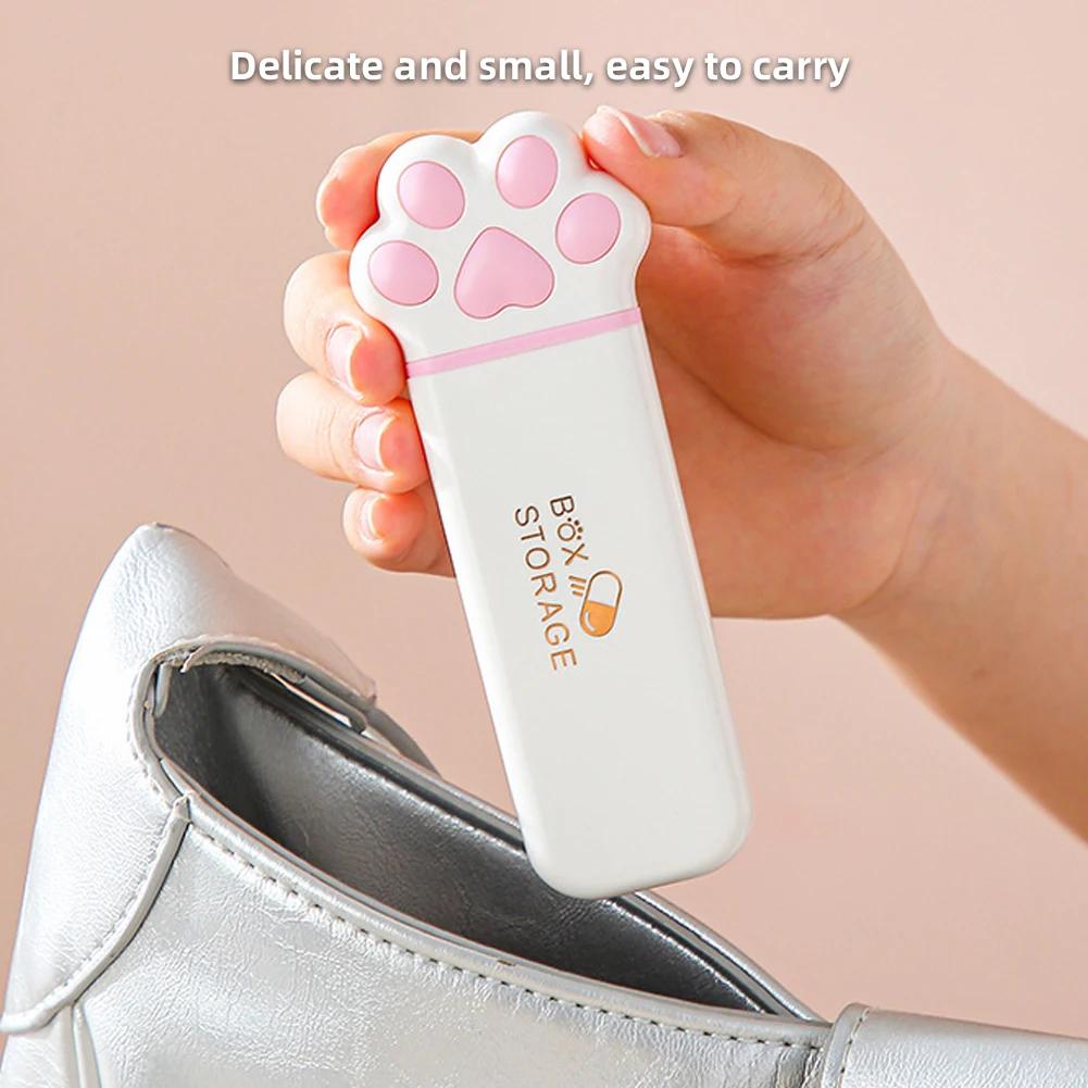 Mini Cat Claw Medicine Storage Box Portable Daily 3Grids Pill Cases Container Organizer Travel Fish Oils Pill Dispenser Box