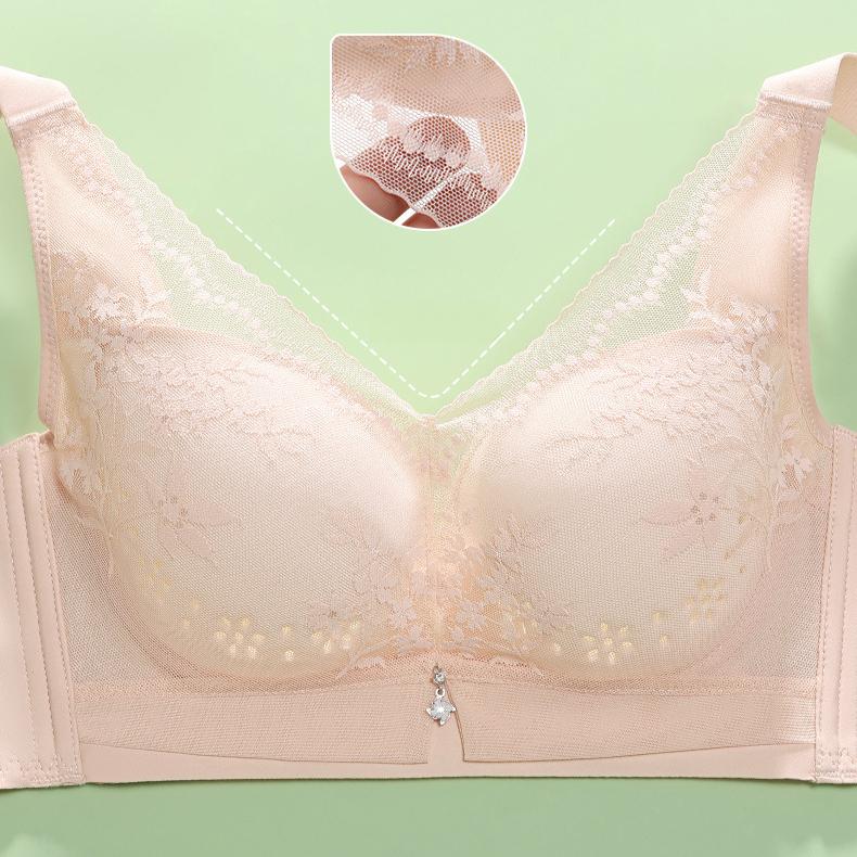 Breathable Gathering Bra for Women Without Steel Rims Thin Design Plus Size Push Up Bra Adjustable Top Support Bra
