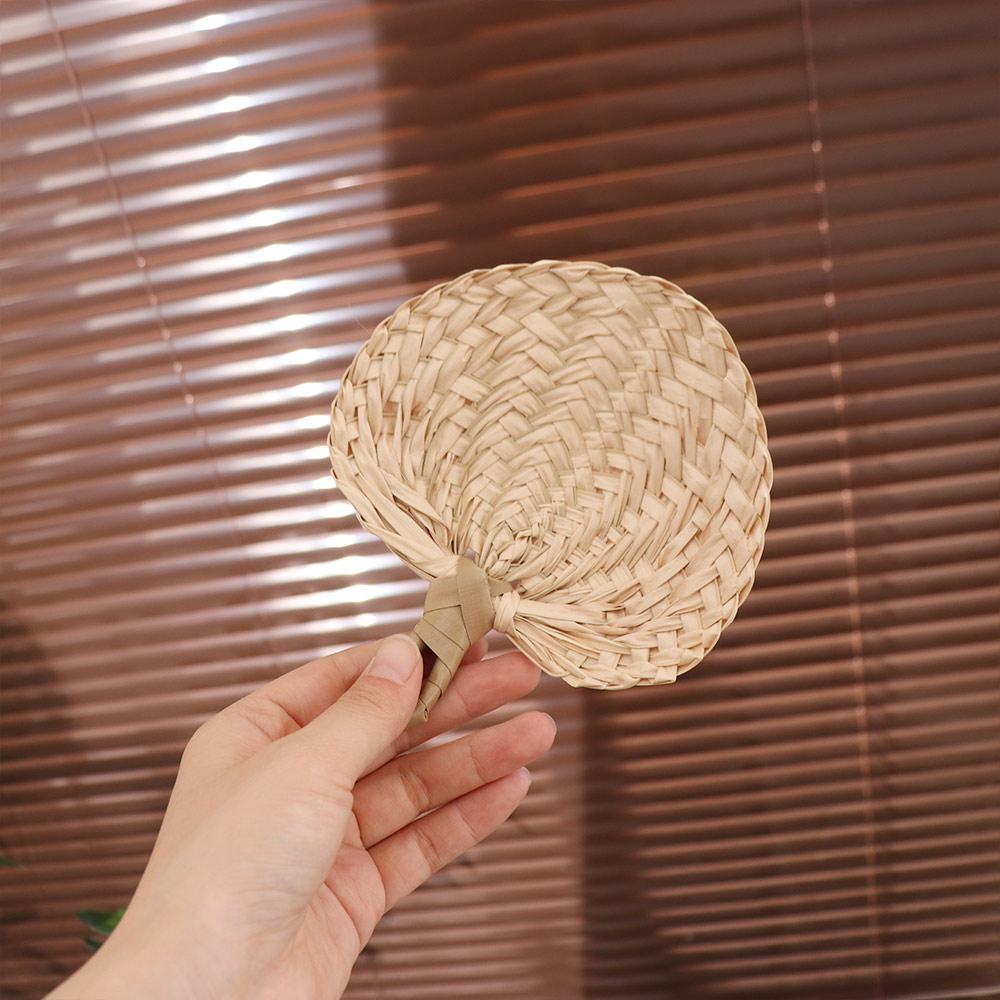 Home Decoration Palm-Leaf Fan Natural Straw Fan Vintage Rattan Fan Summer
