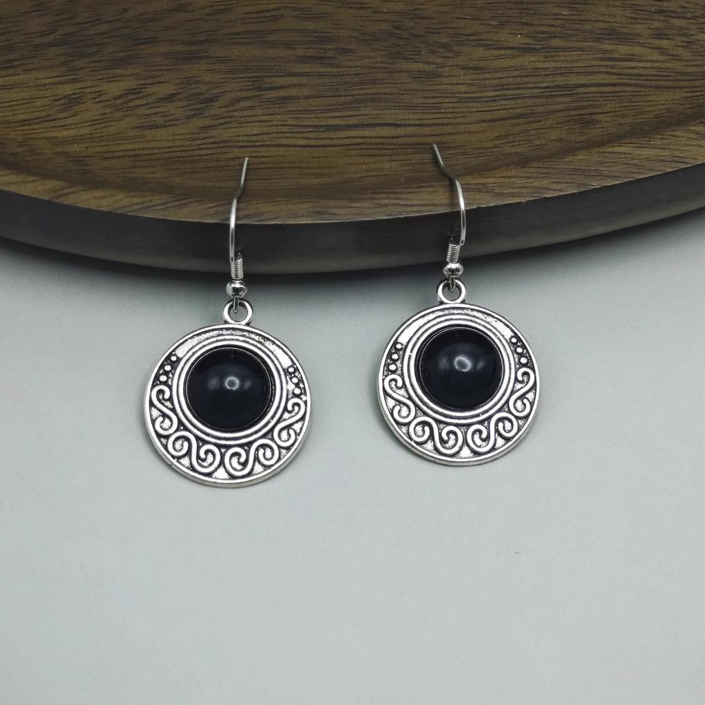 Turquoise Earrings Bohemian Tassel Earrings Geometric Alloy Vintage Temperament Exaggerated Ears