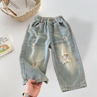 Children's Clothing Girls Spring Summer New Children's Korean Trendy Boys Girls Ripped Jeans