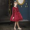 Cross-Border Long-Sleeve Flower Girl Princess Dress with Fluffy Tulle Skirt - Wedding and Performance Children's Costume