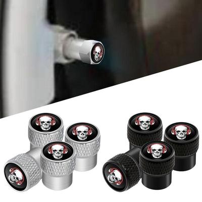 4Pcs/Set DJ Skull Disc Headphones Hip Hop Emblem Car Wheel Tire Valve Cap Tyre Dustproof Cover Caps For Bicycle Truck Motorcycle