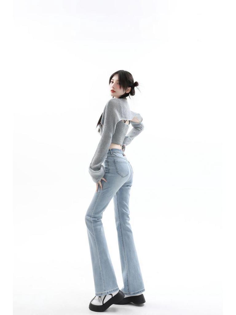Women's Light Color High Waist Micro-Flare Slimming Jeans