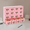 16-Compartment Drawer Storage Cabinet – Vintage Pink Solid Wood Desktop Organizer – 22 lbs Load Capacity
