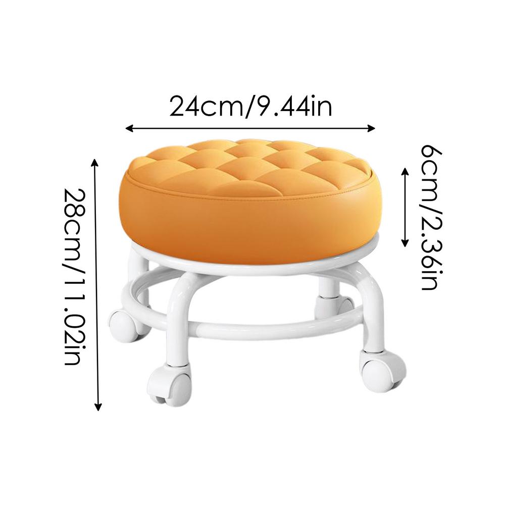 360 Degree Rotating Stool Universal Wheel Low Stool Chair Universal Small Stool Mini Multifunctional Rolling Leather RoundSeat