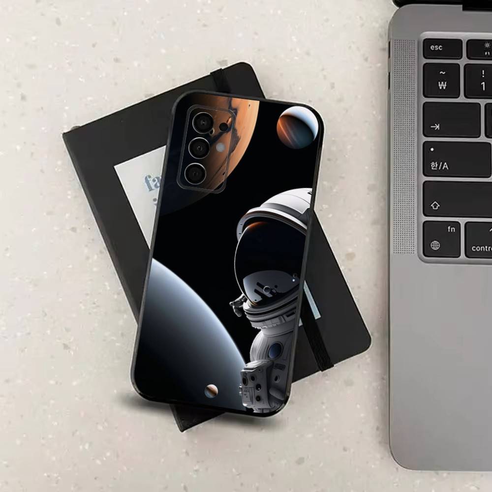 Cute Astronaut For Samsung Galaxy A73,31,Note,22,71,53,32,72,41,8,9,52,J7,Soft Black Silicone Cover Case