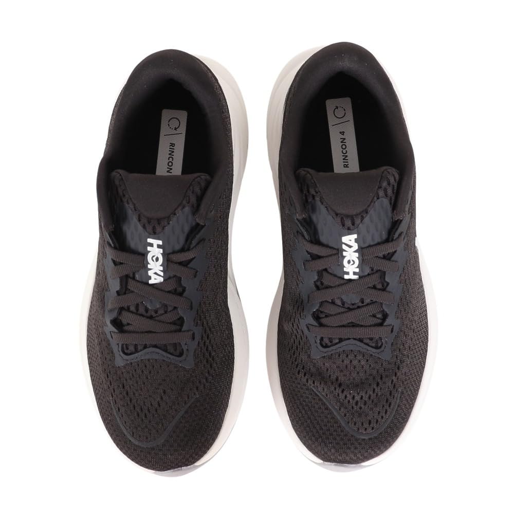HOKA Rincon 4 Wide Running Size Black and Shoes, Women's, 25.0, White, 1155133-BWHT