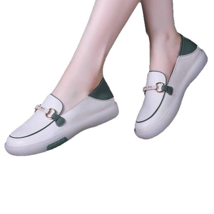Popular one-pedal women's single shoes spring 2025 new little white shoes women's popular soft-soled flat-soled casual loafers