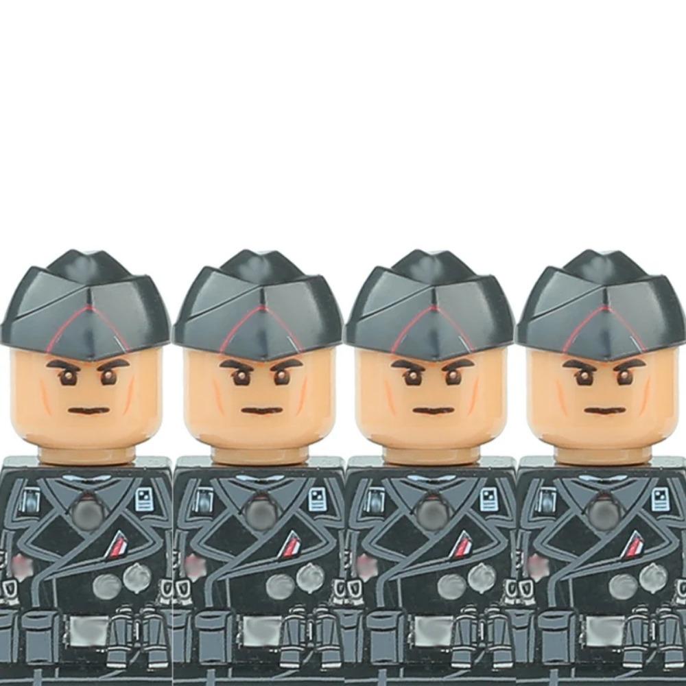 Andra världskriget Militära Tyska Soldater Figurer Hjälm Byggklossar Armé Infanteri Krigare Skytt Pansar Kanon Väst Vapen Klossar Leksaker