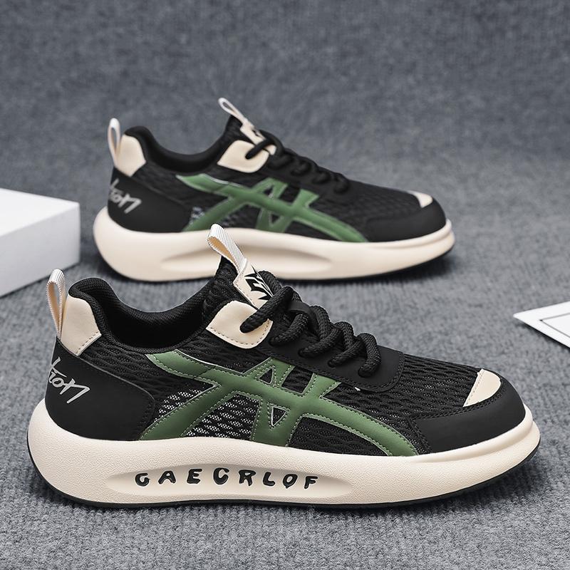 

Новые модные мужские кроссовки Four Seasons с толстой подошвой для студентов и мальчиков, трендовые кроссовки с мягкой подошвой, дышащие, повседневные кроссовки для бега 44 чёрный