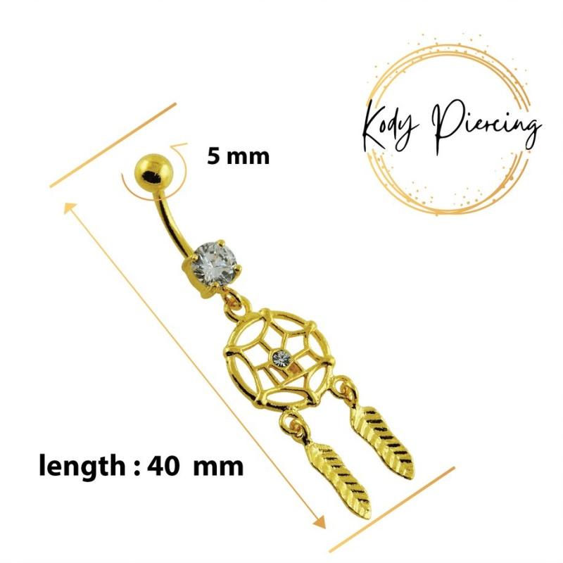 KODY PIERCING 18K vergoldeter Nabel-Traumfänger mit glatter Kugel