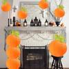 Halloween Round Paper Pumpkin Hanging Lantern Decoration for Thanksgiving Fall Festival Indoor Outdoor Party Patio Home Holiday Scene Decor Supplies