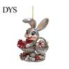 Indoor Outdoor Holiday Hanging Ornament Easter Bunny Acrylic Pendant, Cute Rabbit with Basket, 2D Car Lightweight Figurine Rearview Mirror Ornament,