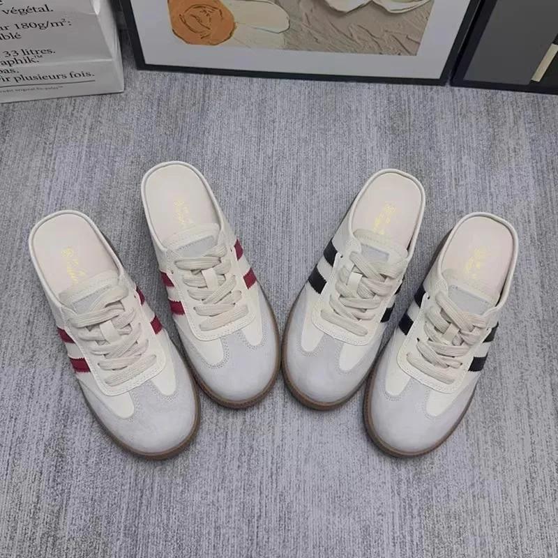 Women's Mules Lace-up Decoration 6cm Internal Height Round Toe Women's Slippers Leisure Light Lazy People Zapatillas De Mujer