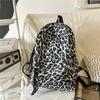 Oxford Leopard Print Backpack Fashionable Women's Casual School Bag Trendy Rucksack