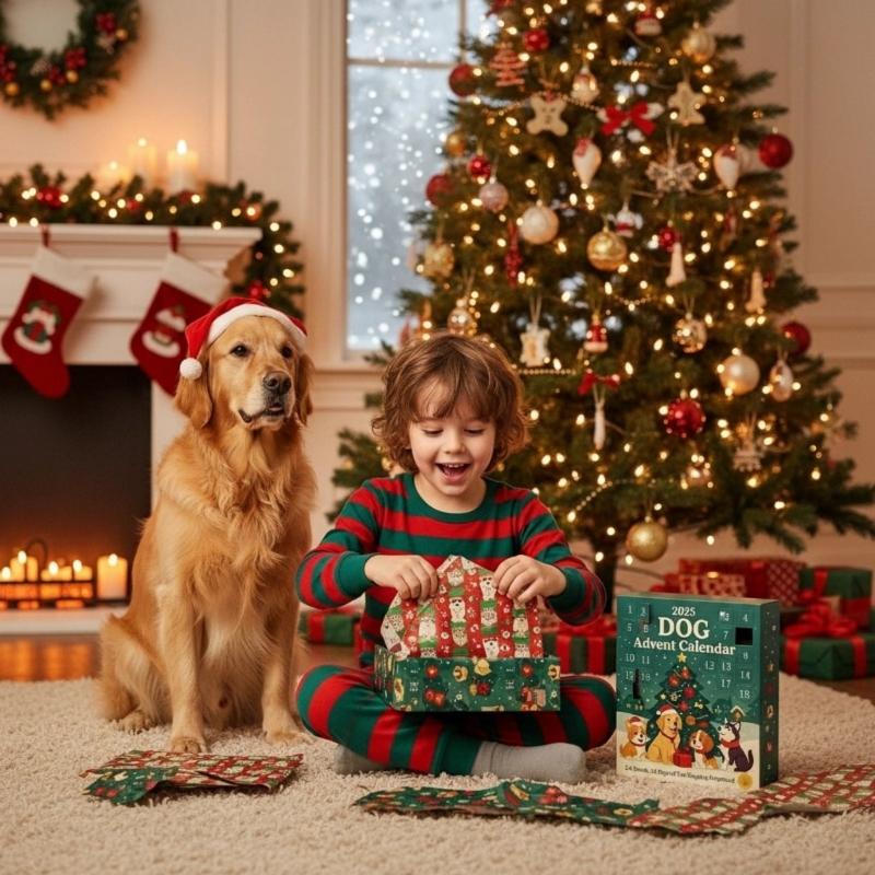 Dog Advent Calendar 24 Days Christmas Countdowns Box 24 Surprise Toy Not Require Assembly Holiday Decoration Gift