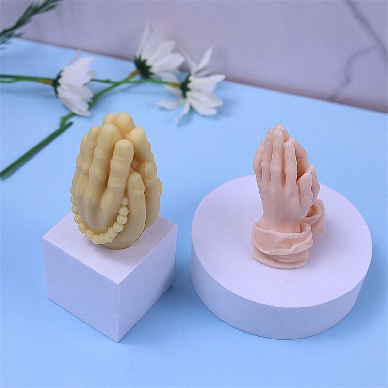 Silicone Molds Hand Candle Buddha Beads Prayer Gesture Candle Mold Hand Shaped Resin Casting Mould