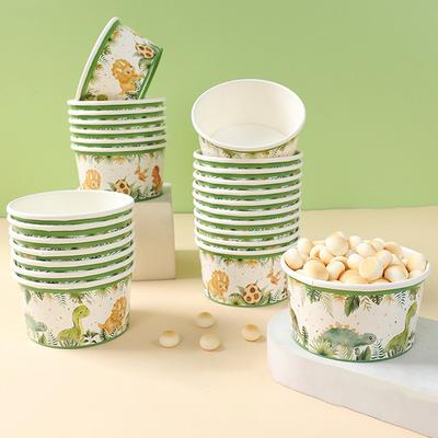 10Pcs 8Oz Strawberry Avocado Print Ice Cream Paper Bowl Birthday Party Decor Kids Food Dessert Cup Baby Shower Party Supplies