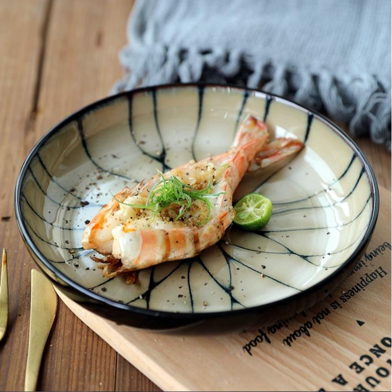 Japanese-style High Grade Kiln Change Glazed Ceramic Sushi Plate Tray Plate Snack Tray Restaurant Dinner Plates Round Tableware