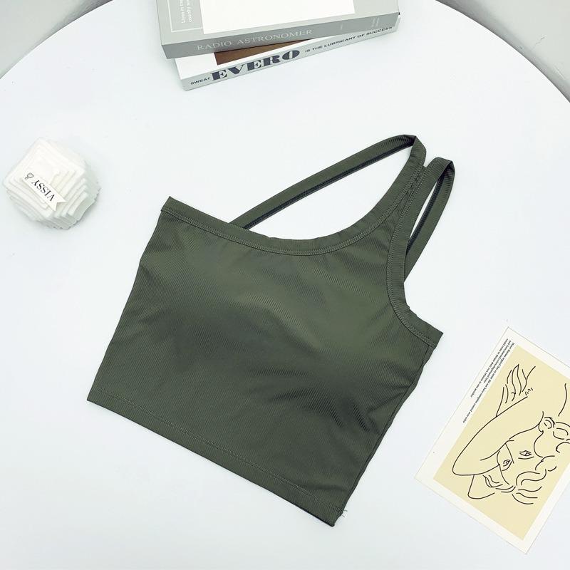 Asymmetric Off Shoulder Camisole with Built In Bra Back Detail Design