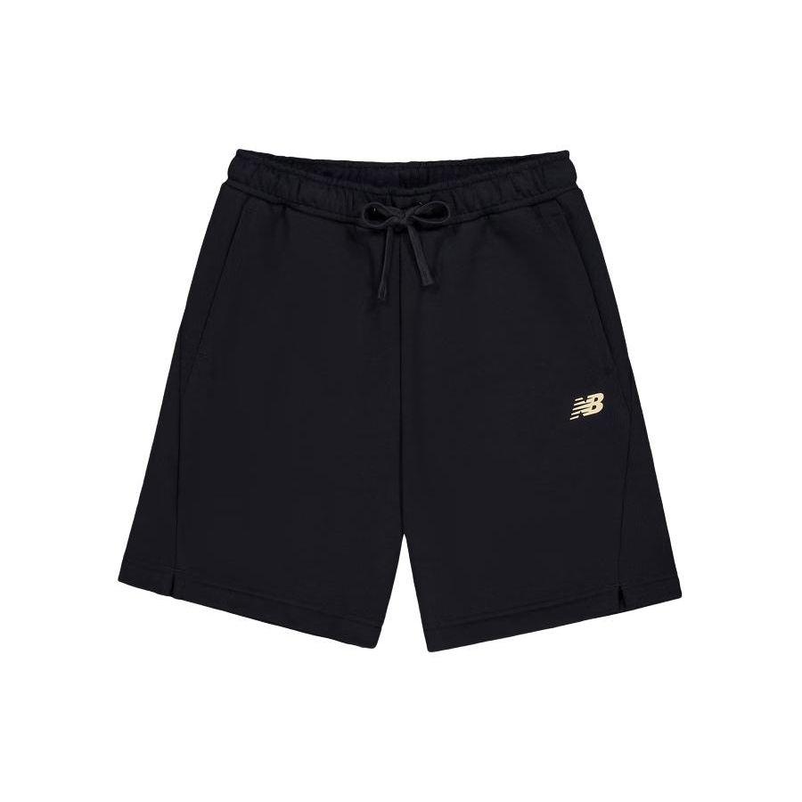 

New Balance Solid Color Small Logo Lace-Up Casual Comfortable Knit Sports Shorts Men Shorts Black AMS41366-BK