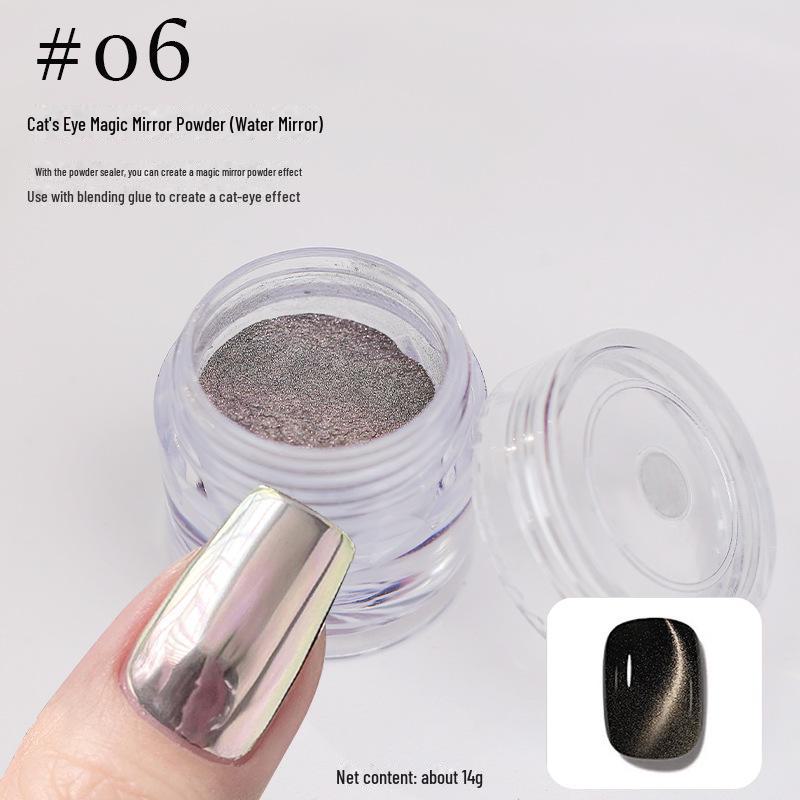 Fialově stříbrný magnetický pudr na nehty s efektem měsíčního svitu, kočičí oko