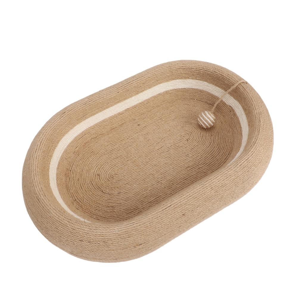 Sisal Cat Scratching Bed with Ball Interactive Ball Round Oval Rest and Scratch Pad Bowl for Home