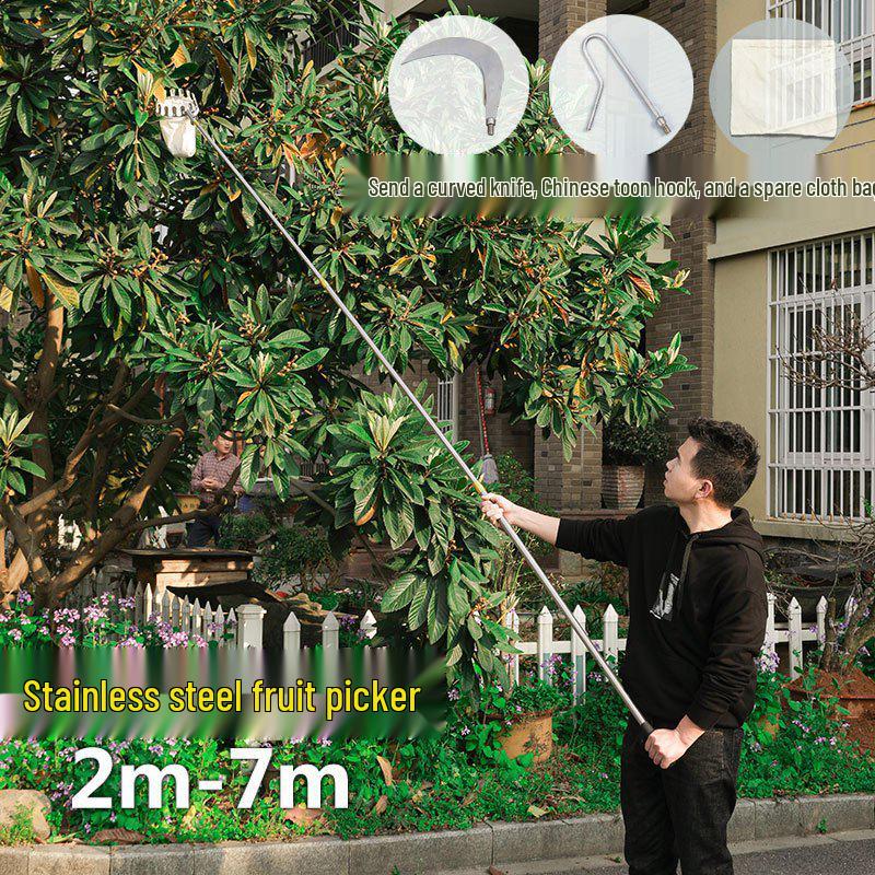 10m Telescopic Fruit Picking Tool with Net for Cherries, Loquats, Jaboticabas, Apricots, and Persimmons