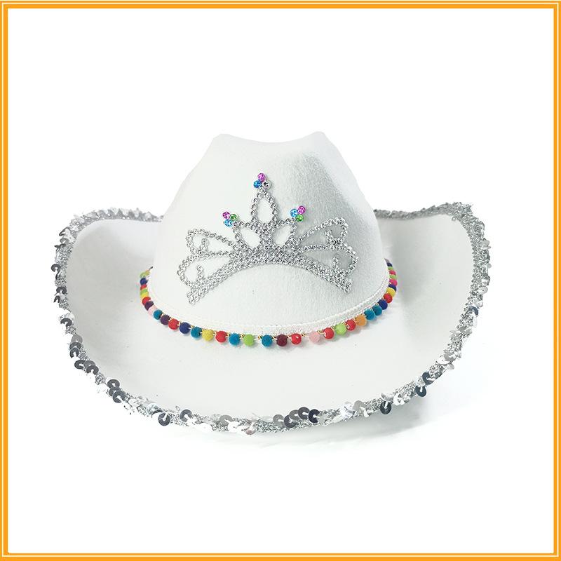 Pink White Western Cowboy Hat Colored Ball Cross-border Exclusive Ethnic Style Cowboy Hat белый