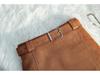 Plus Size Coffee Color Suede Velvet High Waist A-line Skirt – Anti-exposure, Hip-hugging, Short, for Women