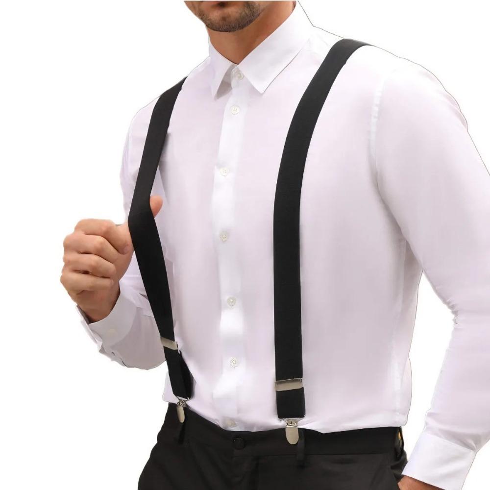 Adjustable Elastic Suspenders for Men Women 2.5cm Wide Adult Wedding Skirt Trousers Suspenders Accessories Goth Belt with Clip