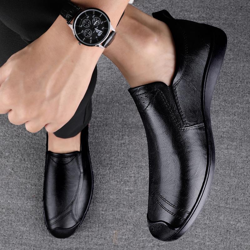 Leather Shoes for Men Casual Male Soft Sole Comfortable Shoes Slip-On Men Driving Shoes