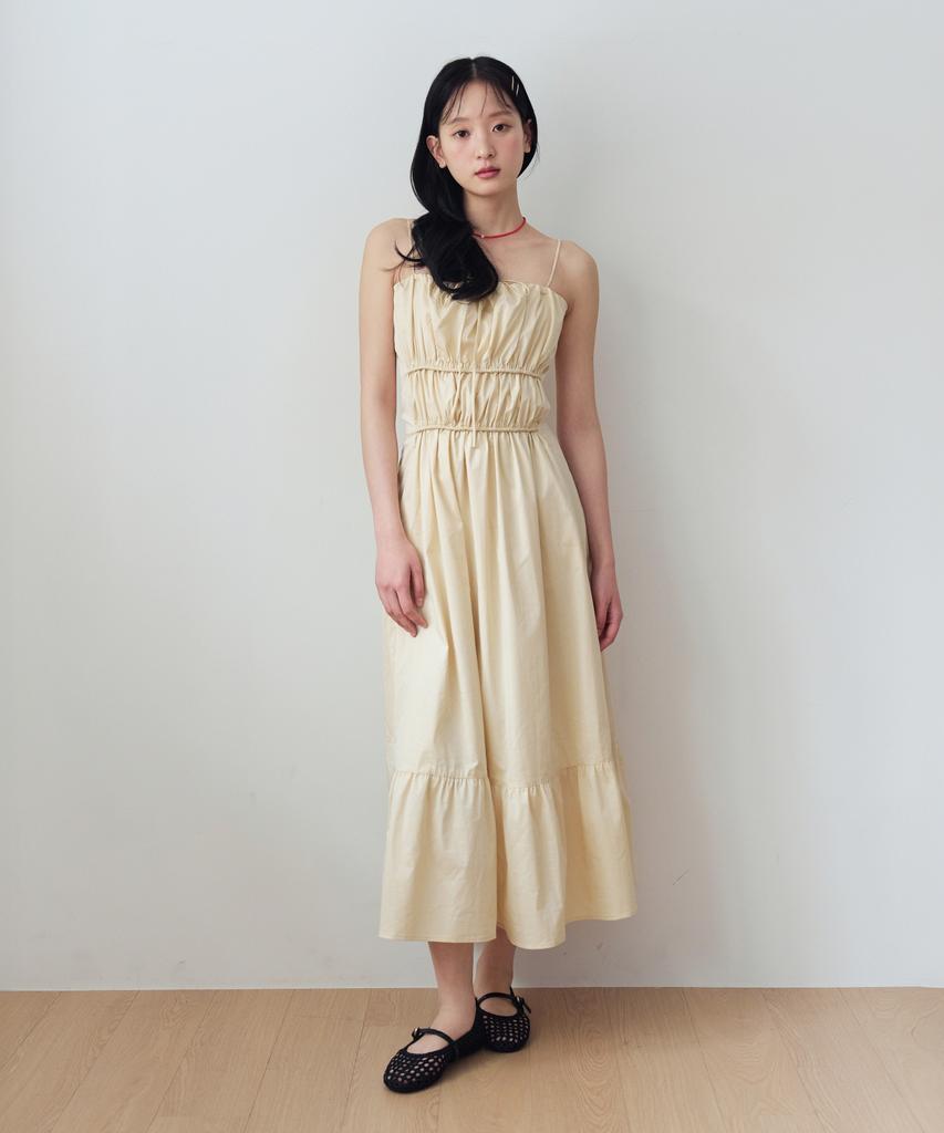 Nijur Bustier Shirred Long Dress_Butter Yellow