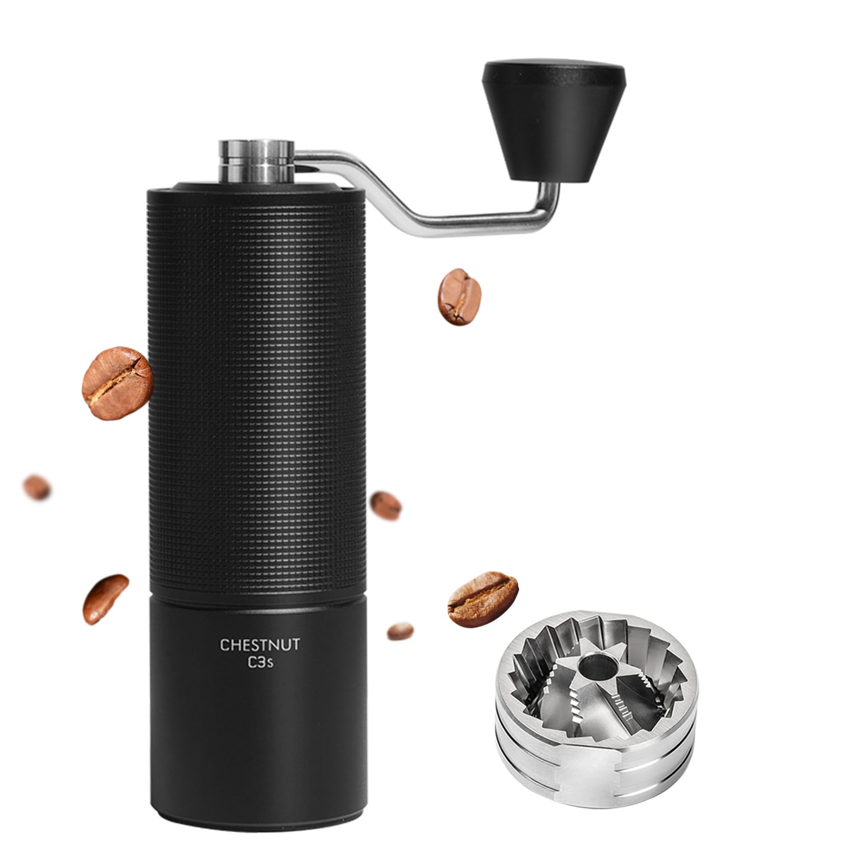 

TIMEMORE Kuriko C3S Ручна кавомолка з нержавіючої сталі з регульованою та чорною повністю металевою кавомолкою, Повністю металева зернистість, Легка,