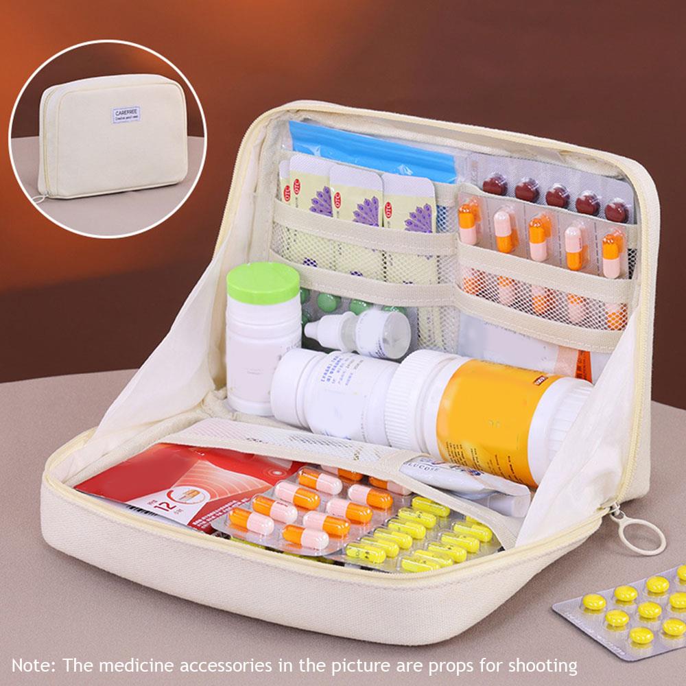 

Large Capacity Medicine Bag Portable Zipper Medicine Storage Bag Dormitory Travel Data Line Medical Supplies Tote Storage Pouch бежевый