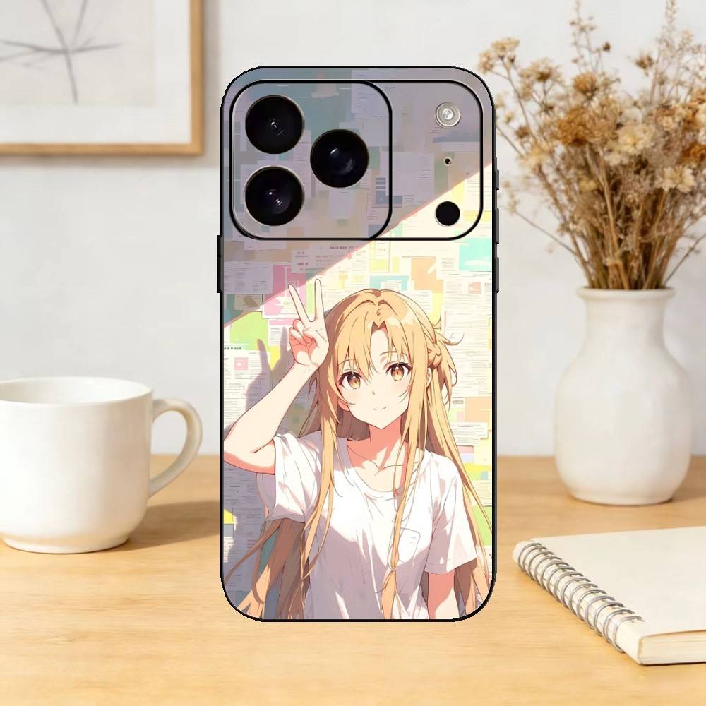 SAO Y-Yuuki Asuna Phone Case Silicone black Soft For IPhone 17,16,15,14,13,12,11,SE,Plus Pro Max