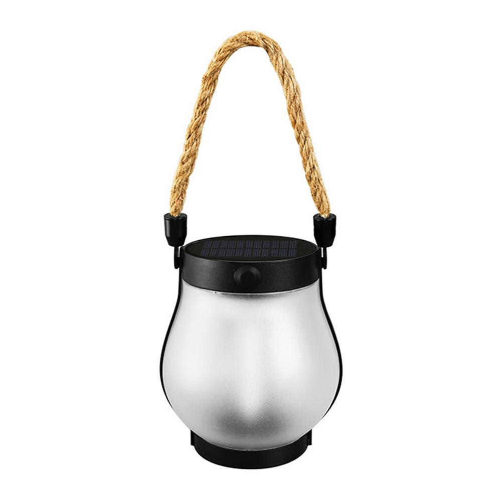 Solcellelanterne Utendørslys Vanntett Dansende Flamme Solcelle Halloweenlys Hempetau Hengende Flammelampe for Hage Gårdsplass Dekor