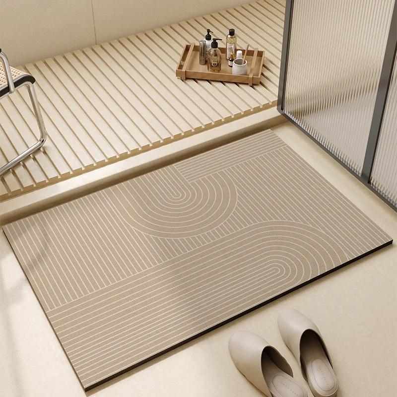 Modern Simplicity Diatom Mud Bathroom Floor Mat Toilet Home Absorbent Door Carpet Bathroom Entry Square Non-slip Soft Foot Mats