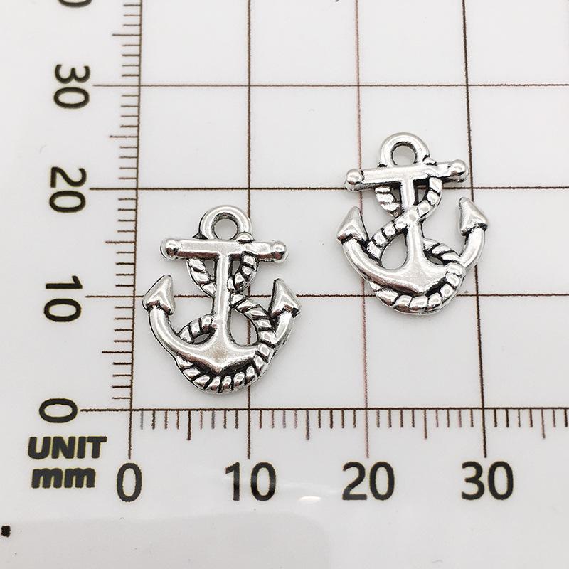 Vintage Antique Silver Anchor Charm Pendant for DIY Jewelry - 1 Piece