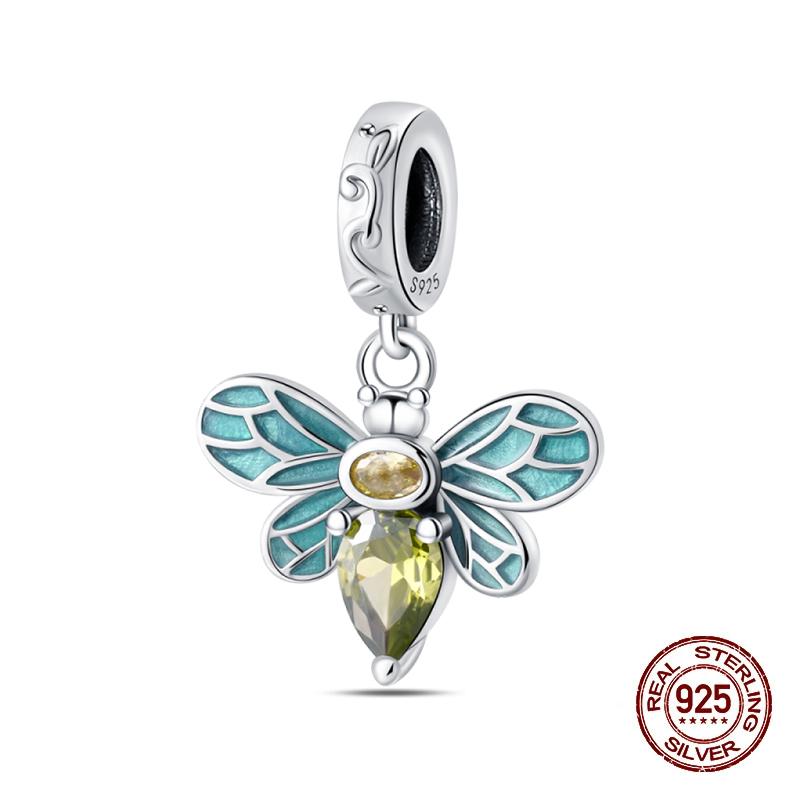 Compatible With 3MM Authentic Bracelets copper Colorful Dragonfly Flower Gem Butterfly Charm Bead Charms Bead Charms Fine Do It Yourself Jewellery Mak