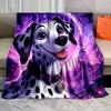 Neon Themed Dalmatians Print Blanket Warm Soft Luxury Gifts for Children Adults Suitable for Home Sofa Bed Travel RV
